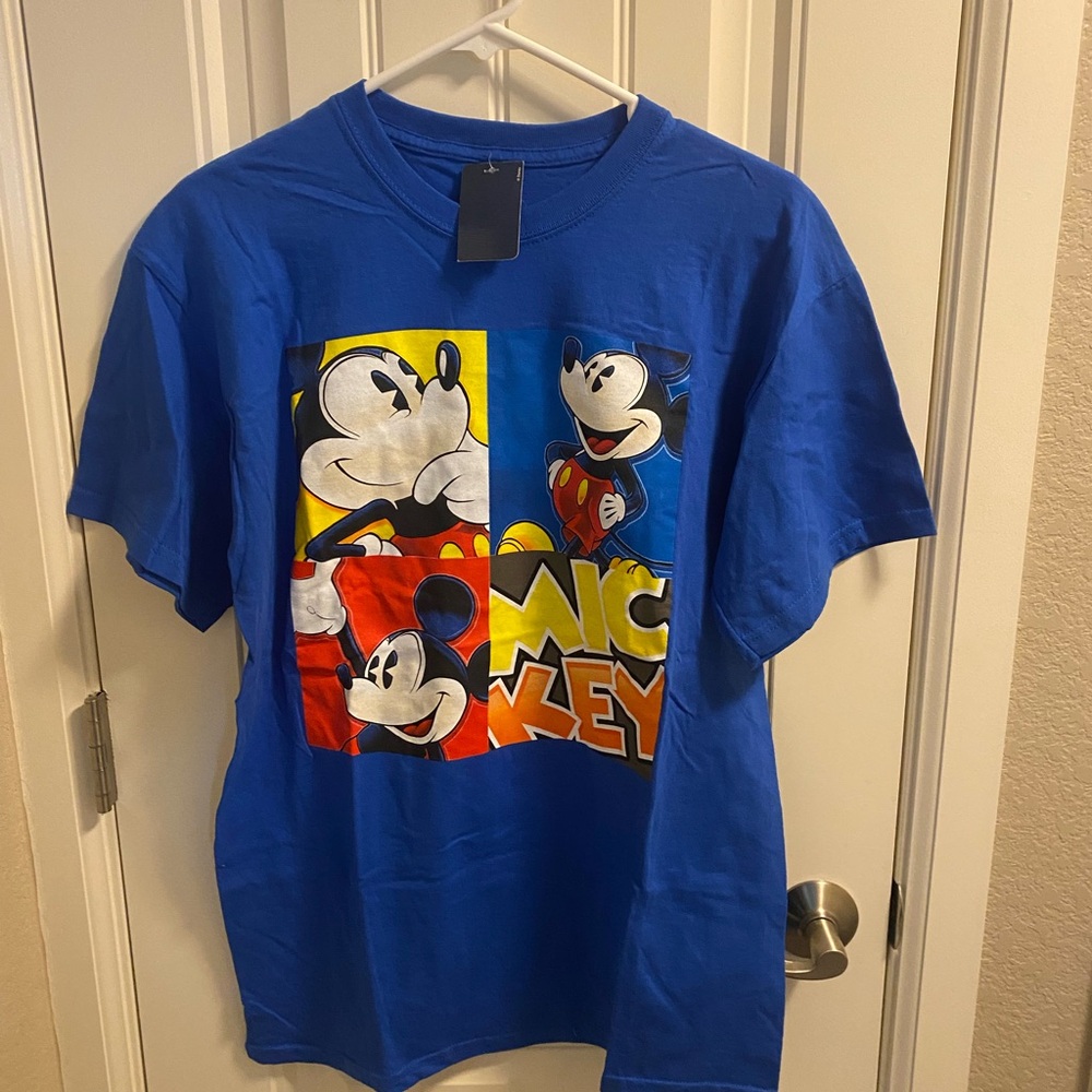 NWT Disney M Top Blue Mickey Mouse Shirt Medium T-shirt Med Adult